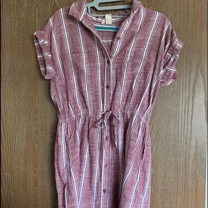 Red and white stripe dress